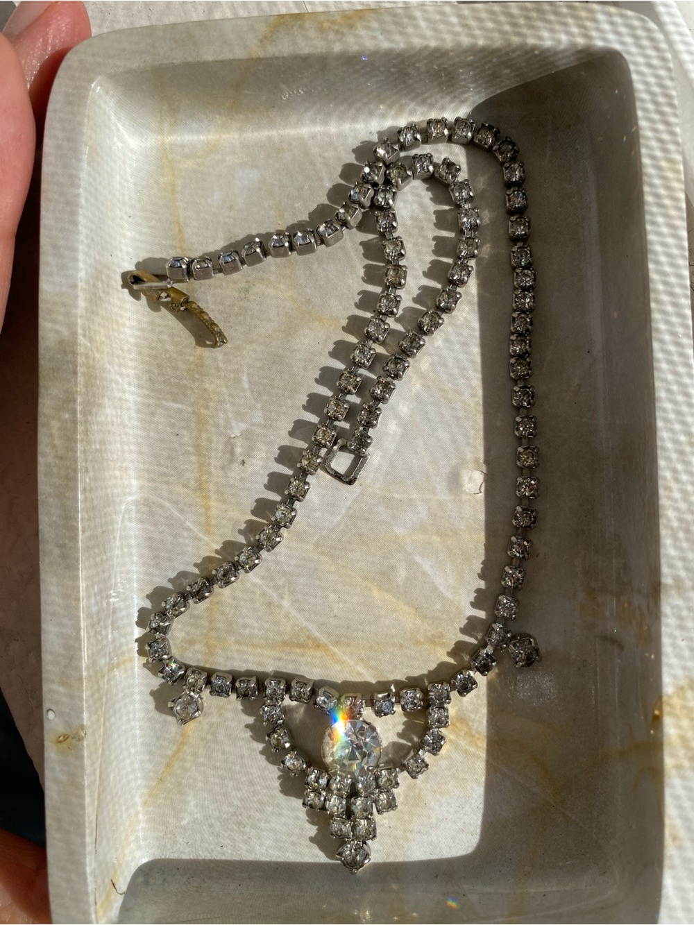 Vintage white rhinestone necklace